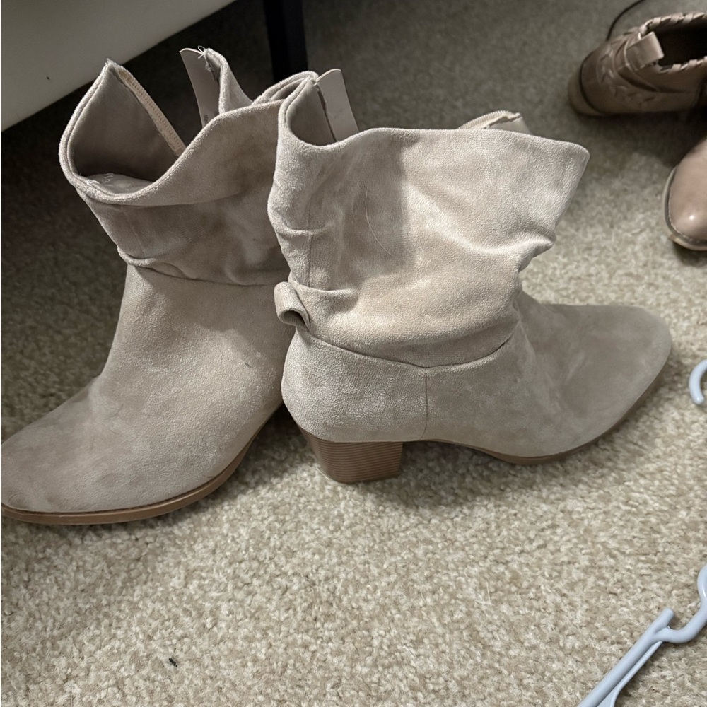Time and Tru Tan Ankle Booties with Slip-On Design
